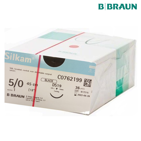 B. Braun Silkam Sutures Black 5/0 45cm, DS12, 36pcs/box